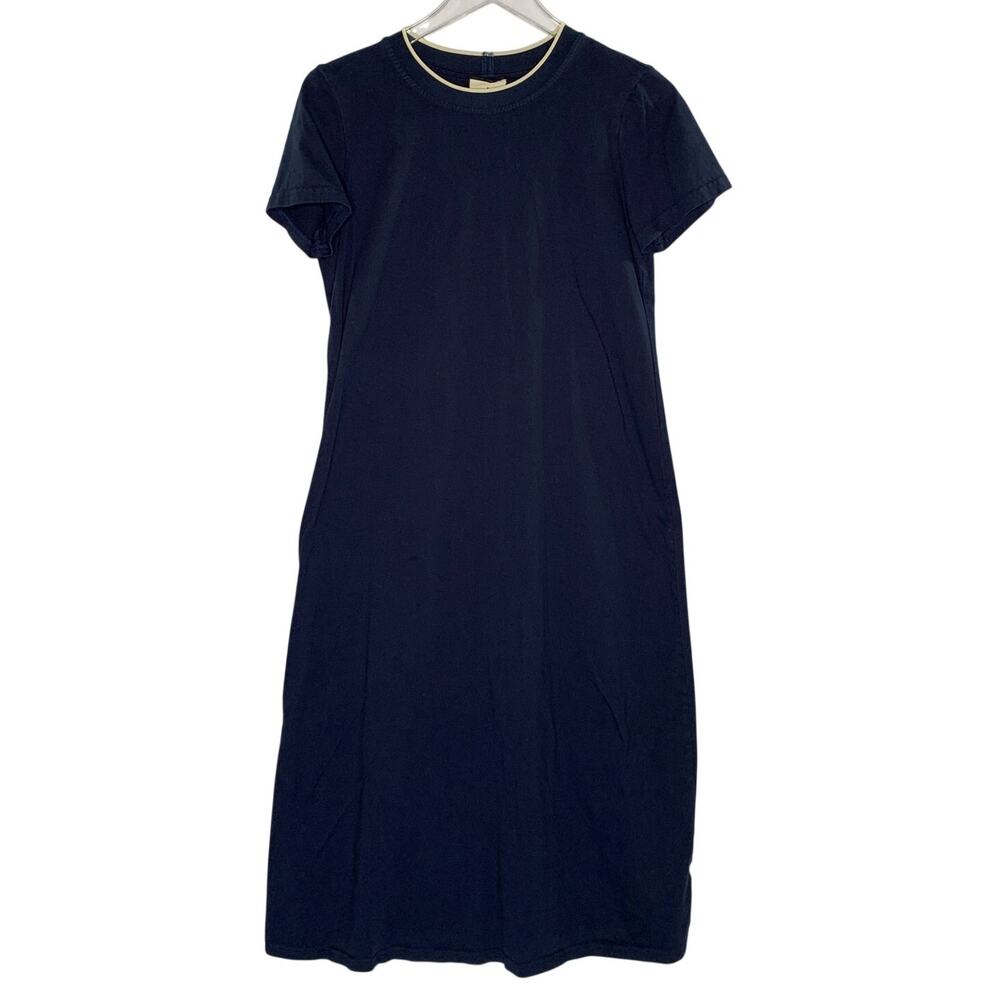 Tuckernuck Colbie Navy Blue Cotton Ringer Short Sleeve Maxi T-Shirt Dress Small